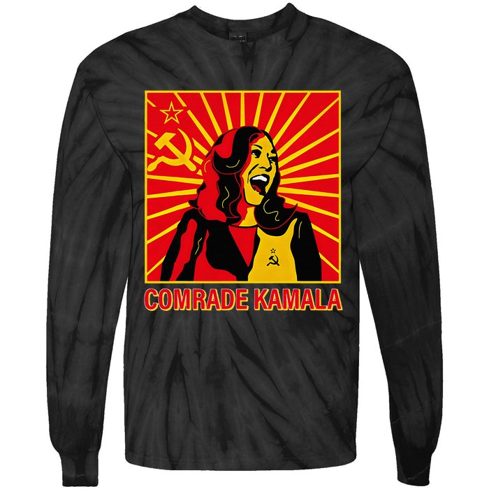 Fun Socialist Comrade Kamala Commie La Harris 2024 Kammunism Tie-Dye Long Sleeve Shirt