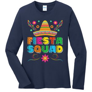 Fiesta Squad Cinco De Mayo Family Matching Mexican Sombrero Ladies Long Sleeve Shirt