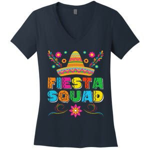 Fiesta Squad Cinco De Mayo Family Matching Mexican Sombrero Women's V-Neck T-Shirt