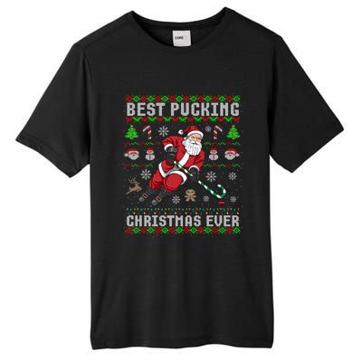 Funny Santa Claus Ugly Christmas Ice Hockey Best Pucking Gift Tall Fusion ChromaSoft Performance T-Shirt