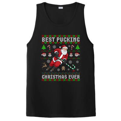 Funny Santa Claus Ugly Christmas Ice Hockey Best Pucking Gift PosiCharge Competitor Tank