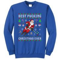 Funny Santa Claus Ugly Christmas Ice Hockey Best Pucking Gift Sweatshirt