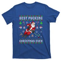 Funny Santa Claus Ugly Christmas Ice Hockey Best Pucking Gift T-Shirt