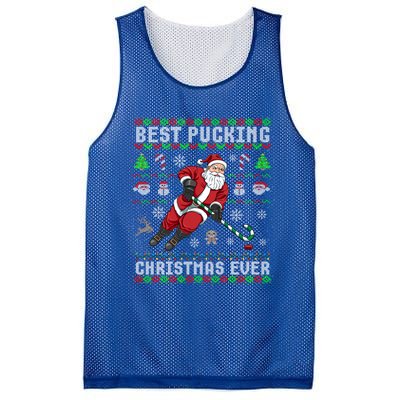 Funny Santa Claus Ugly Christmas Ice Hockey Best Pucking Gift Mesh Reversible Basketball Jersey Tank