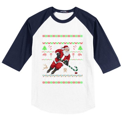 Funny Santa Claus Ugly Christmas Ice Hockey Best Pucking Gift Baseball Sleeve Shirt