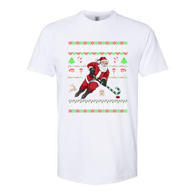 Funny Santa Claus Ugly Christmas Ice Hockey Best Pucking Gift Softstyle CVC T-Shirt