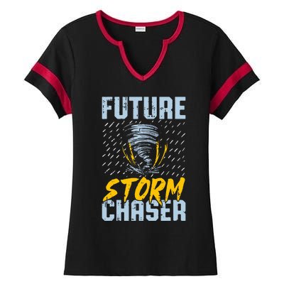 Future Storm Chaser Funny Meteorologist Storm Hunter Ladies Halftime Notch Neck Tee