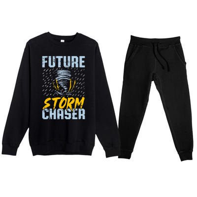 Future Storm Chaser Funny Meteorologist Storm Hunter Premium Crewneck Sweatsuit Set