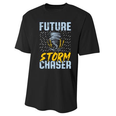 Future Storm Chaser Funny Meteorologist Storm Hunter Performance Sprint T-Shirt