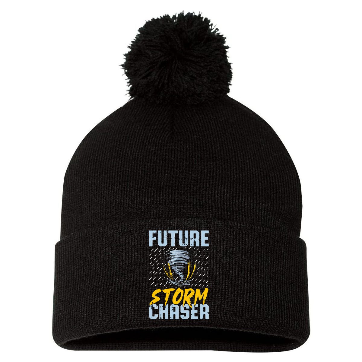 Future Storm Chaser Funny Meteorologist Storm Hunter Pom Pom 12in Knit Beanie