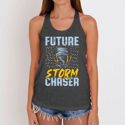 Future Storm Chaser Funny Meteorologist Storm Hunter Women's Knotted Racerback Tank