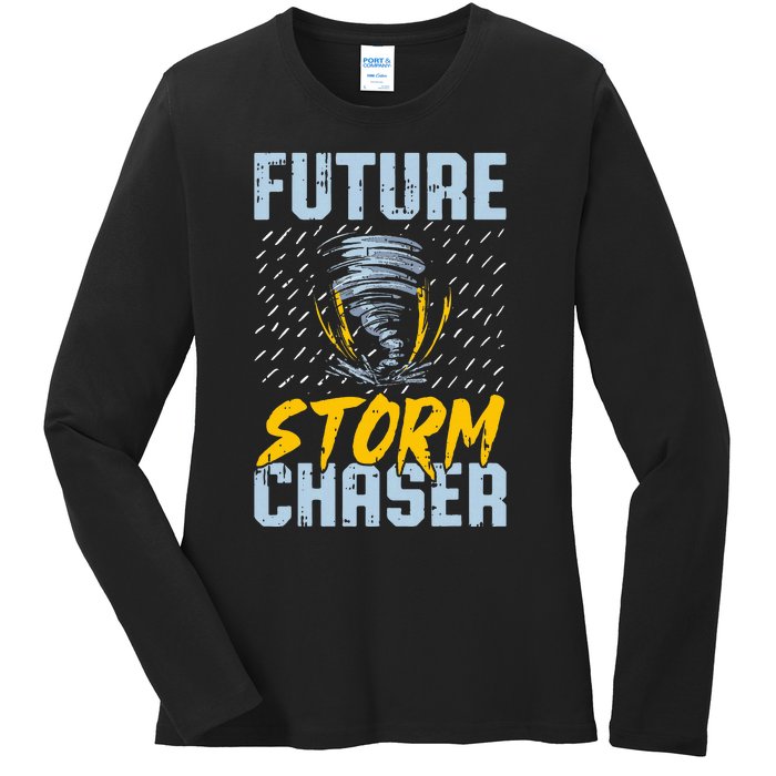 Future Storm Chaser Funny Meteorologist Storm Hunter Ladies Long Sleeve Shirt