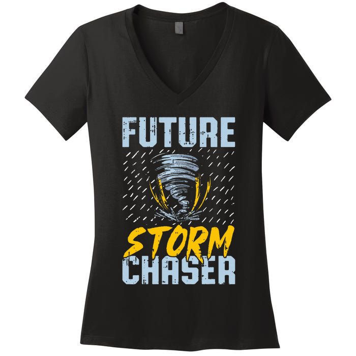 Future Storm Chaser Funny Meteorologist Storm Hunter Women's V-Neck T-Shirt