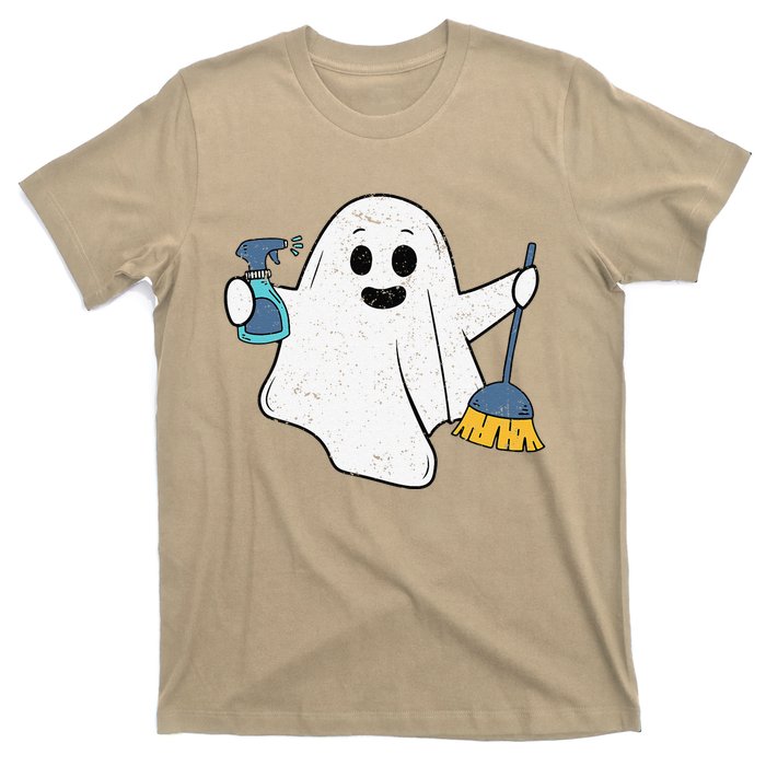 Funny School Custodian Ghost Spooky Vibes Vintage Halloween T-Shirt