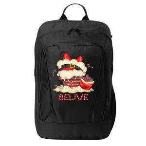 Funny Santa Claus Stuck In The Chimney Believe Christmas City Backpack