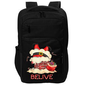 Funny Santa Claus Stuck In The Chimney Believe Christmas Impact Tech Backpack