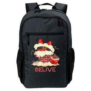 Funny Santa Claus Stuck In The Chimney Believe Christmas Daily Commute Backpack