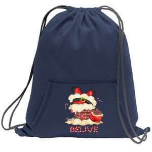 Funny Santa Claus Stuck In The Chimney Believe Christmas Sweatshirt Cinch Pack Bag