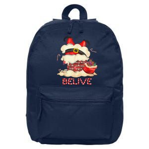 Funny Santa Claus Stuck In The Chimney Believe Christmas 16 in Basic Backpack