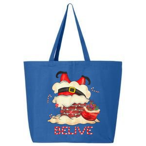 Funny Santa Claus Stuck In The Chimney Believe Christmas 25L Jumbo Tote