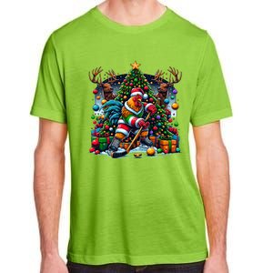 Funny Santa Chicken Playing Hockey Gift Adult ChromaSoft Performance T-Shirt