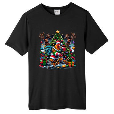 Funny Santa Chicken Playing Hockey Gift Tall Fusion ChromaSoft Performance T-Shirt