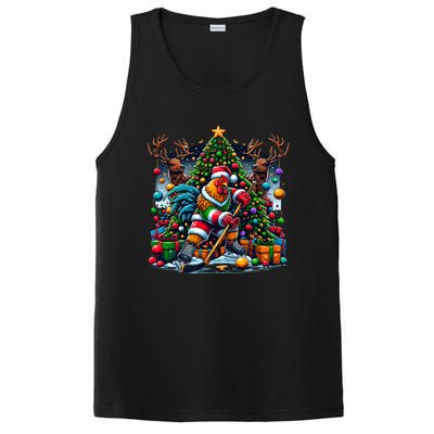 Funny Santa Chicken Playing Hockey Gift PosiCharge Competitor Tank