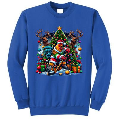 Funny Santa Chicken Playing Hockey Gift Sweatshirt