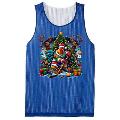 Funny Santa Chicken Playing Hockey Gift Mesh Reversible Basketball Jersey Tank