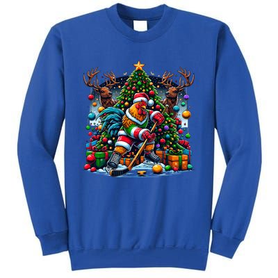 Funny Santa Chicken Playing Hockey Gift Tall Sweatshirt