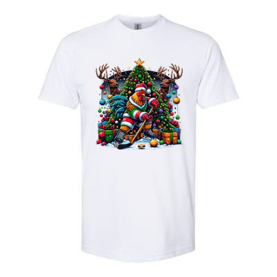 Funny Santa Chicken Playing Hockey Gift Softstyle CVC T-Shirt