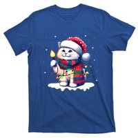 Funny Santa Cat Tangled Up In Christmas Lights Holiday Xmas Gift T-Shirt