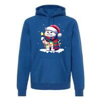 Funny Santa Cat Tangled Up In Christmas Lights Holiday Xmas Gift Premium Hoodie