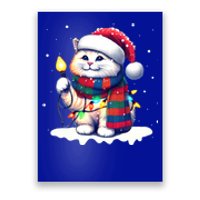 Funny Santa Cat Tangled Up In Christmas Lights Holiday Xmas Gift Poster