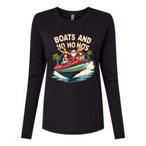 Funny Santa Christmas Boats And Ho Ho Hos Womens Cotton Relaxed Long Sleeve T-Shirt