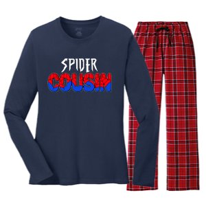 Funny Spider Cousin Matching Family Shirts Women's Long Sleeve Flannel Pajama Set 