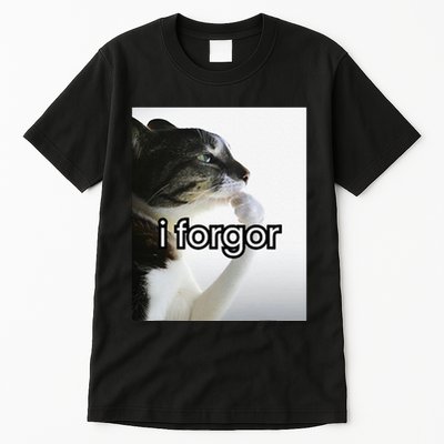 Funny Silly Cat Meme I Forgor Cringe Brainrot Meme Gift Tall T-Shirt