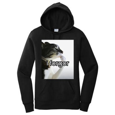 Funny Silly Cat Meme I Forgor Cringe Brainrot Meme Gift Women's Pullover Hoodie