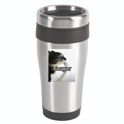 Funny Silly Cat Meme I Forgor Cringe Brainrot Meme Gift 16oz Travel Tumbler