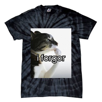 Funny Silly Cat Meme I Forgor Cringe Brainrot Meme Gift Tie-Dye T-Shirt