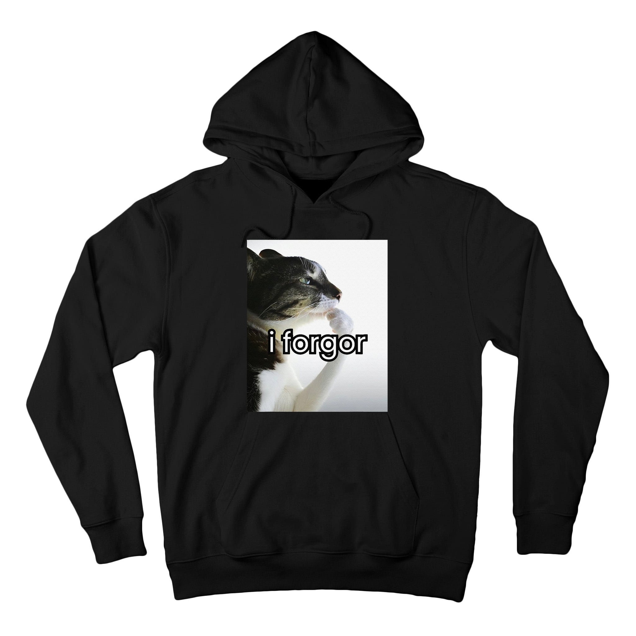 Funny Silly Cat Meme I Forgor Cringe Brainrot Meme Gift Tall Hoodie