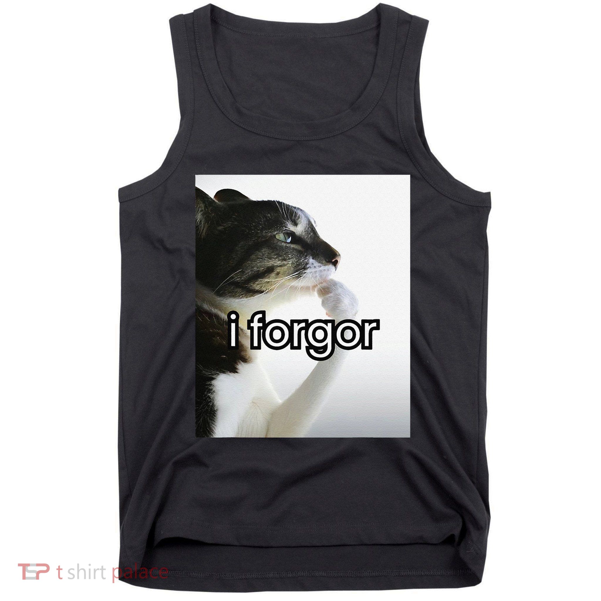 Funny Silly Cat Meme I Forgor Cringe Brainrot Meme Gift Tank Top