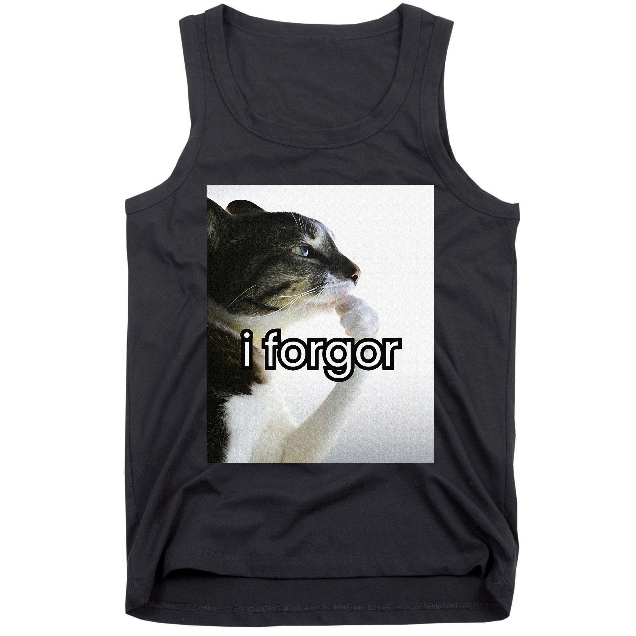 Funny Silly Cat Meme I Forgor Cringe Brainrot Meme Gift Tank Top