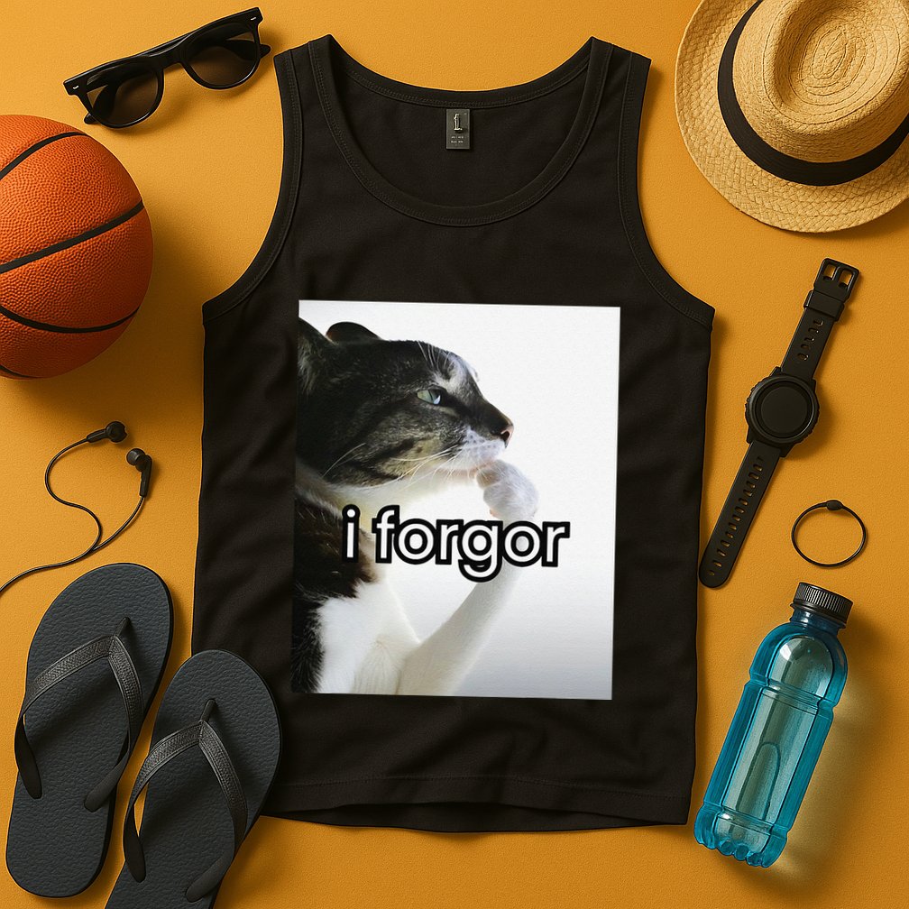 Funny Silly Cat Meme I Forgor Cringe Brainrot Meme Gift Tank Top