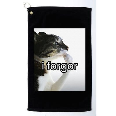 Funny Silly Cat Meme I Forgor Cringe Brainrot Meme Gift Golf Towel