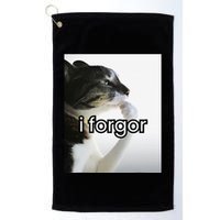 Funny Silly Cat Meme I Forgor Cringe Brainrot Meme Gift Golf Towel