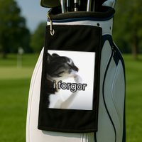 Funny Silly Cat Meme I Forgor Cringe Brainrot Meme Gift Golf Towel