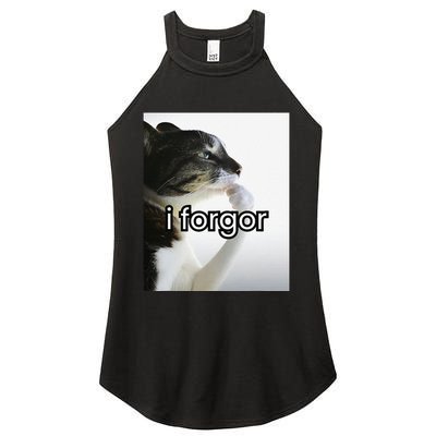 Funny Silly Cat Meme I Forgor Cringe Brainrot Meme Gift Women's Perfect Tri Rocker Tank