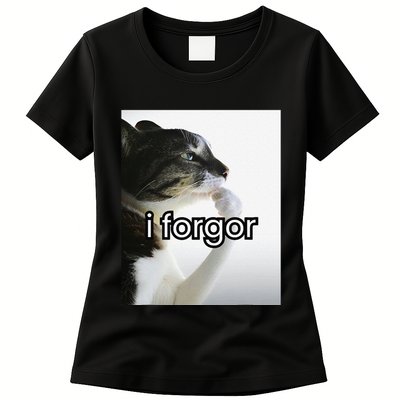 Funny Silly Cat Meme I Forgor Cringe Brainrot Meme Gift Womens T-Shirt