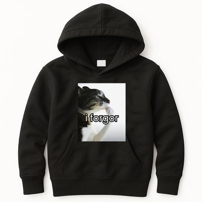 Funny Silly Cat Meme I Forgor Cringe Brainrot Meme Gift Kids Hoodie